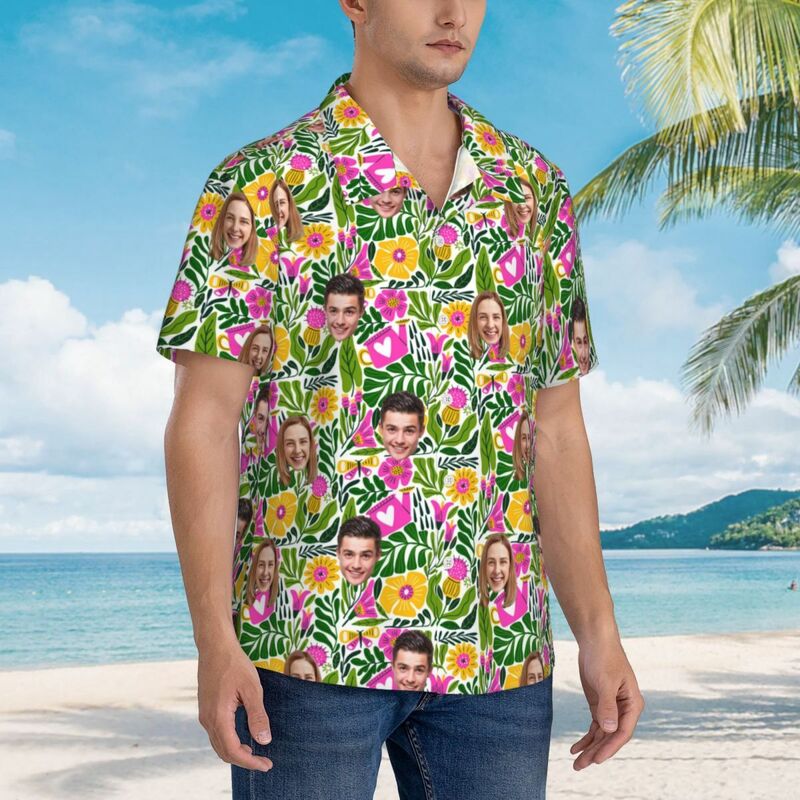 Camicie hawaiane personalizzate con motivi floreali Camicie di coppia