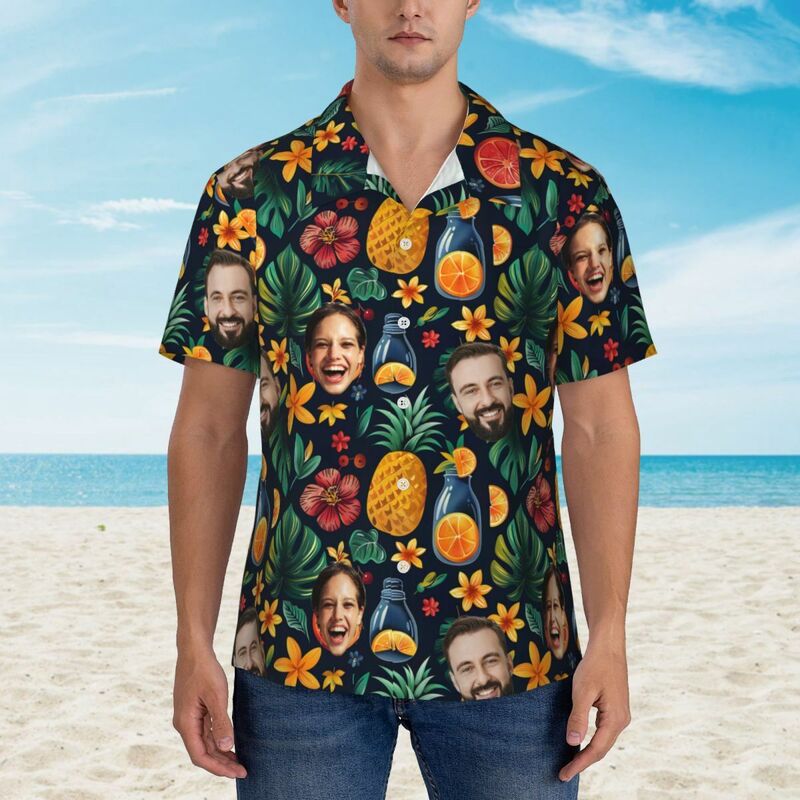 Camisas Hawaianas Personalizadas para Hombre con Estampados de Frutas Tropicales para Pareja