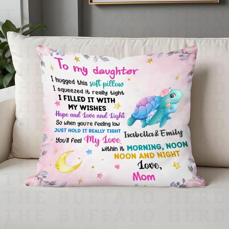 Coussin personnalisé avec imprimés d'animaux marins. Joli cadeau pour fille ou petite-fille