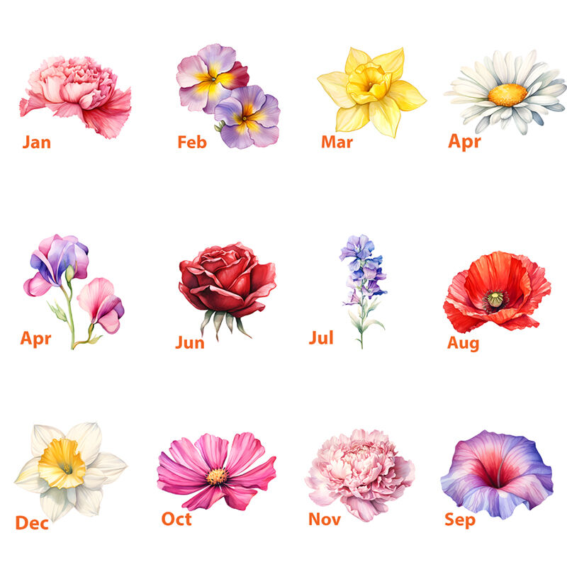 Personlig julhängande prydnad med födelsedagsblommor Varm present till mormor