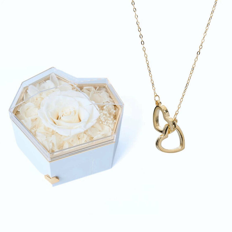 Personligt halsband i hjärtform med smyckeskrin utsökt uppsättning Alla hjärtans dag present till fru