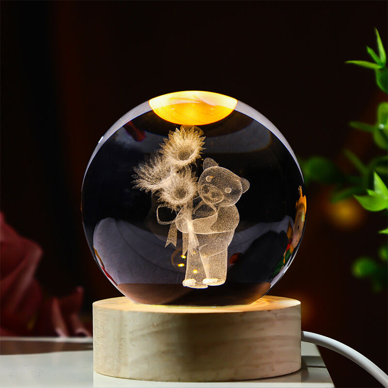 3D Carved Crystal Ball Night Light Interesting Gift for Children