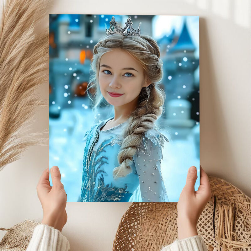 Personalized Princess Portraits with Custom Face Swap Cute Present for Child