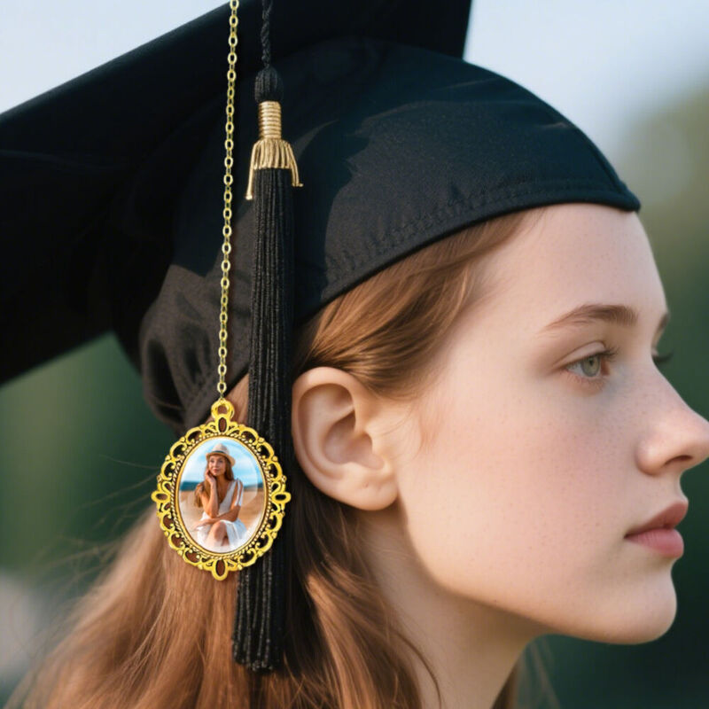 Gepersonaliseerde kwast foto hanger Herdenkingscadeau Mini fotolijstje voor diploma