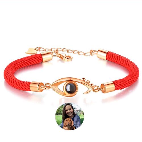 Personalized Photo Projector Bracelet with Red String Friend Gift