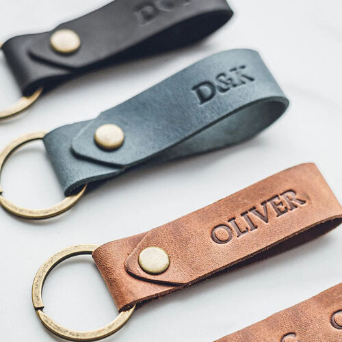 Personalized Custom Lettering Leather Simple Keychain