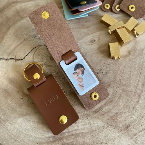 Personalisierter Mini Foto Schlüsselanhänger Geschenk für Vatertag