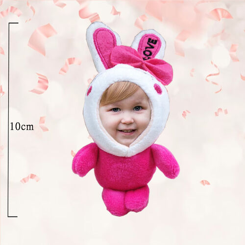 Personalized 3D Custom Face Doll Red Rabbit Plush Doll Keychain