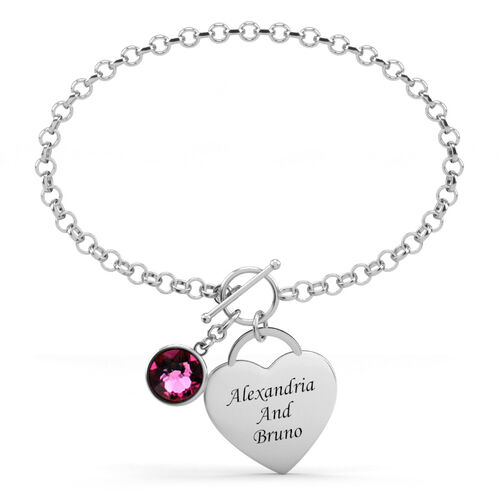 "Du bist mein Alles" Graviertes Armband mit Geburtsstein