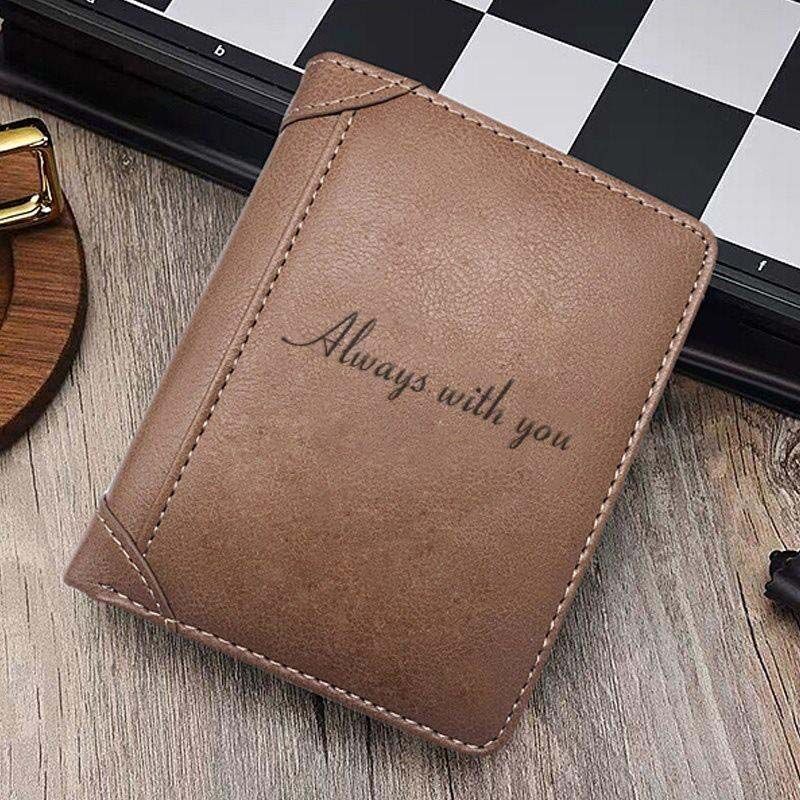 Short Wallet In Brown Leather With Personalized Photo