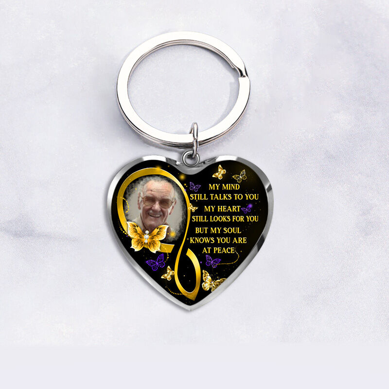 Personalized My Mind Still Talks To You Memorial Photo Keychain