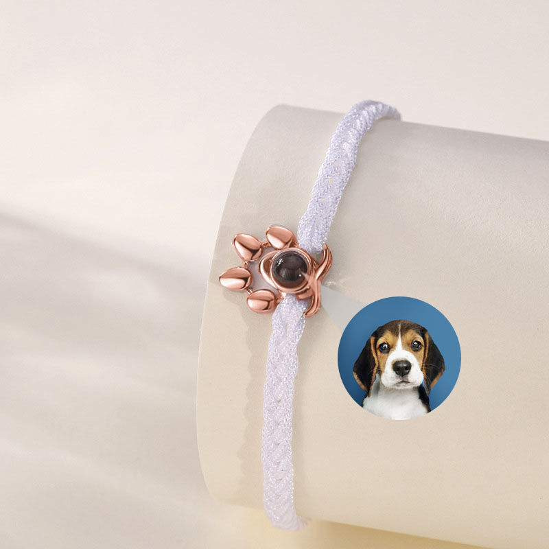 Personalized Claw Photo Projection Bracelet with White String for Pet