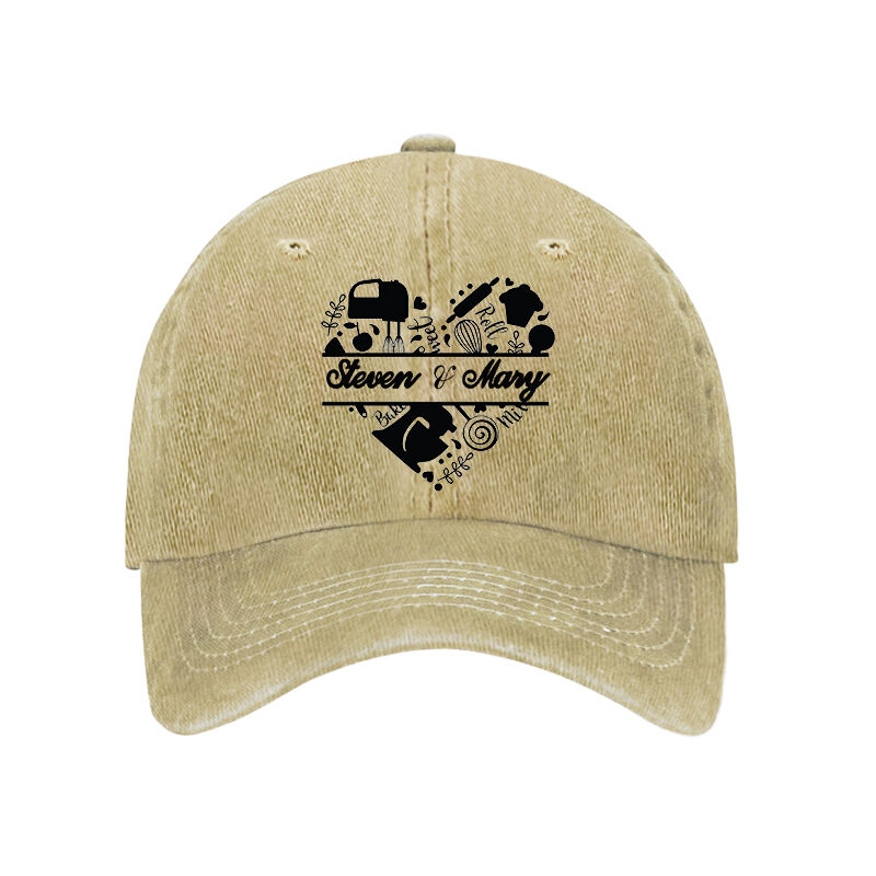 Personalized Hat with Custom Couple Name Life with You Is Full of Joy Design Gift for Lover