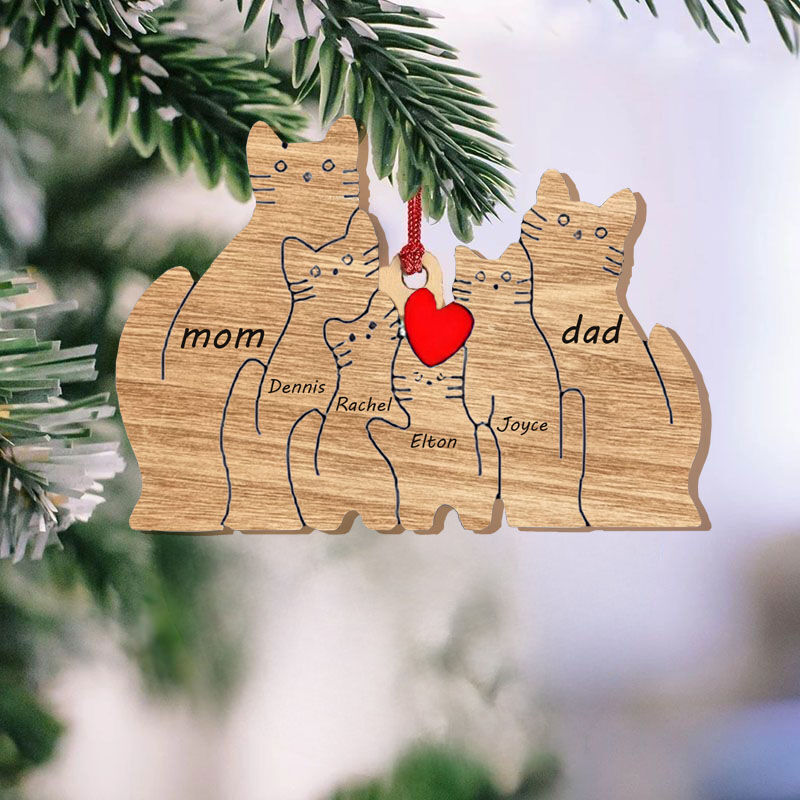 Personalized Decorations Customized Names With Cats Family Christmas Gifts For Family