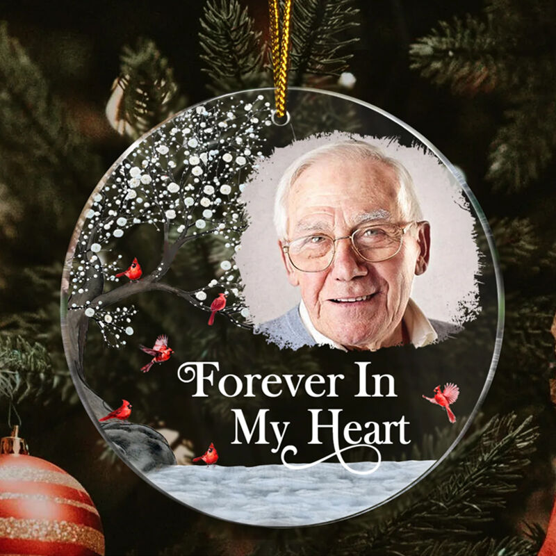 Personalized Christmas Decoration Forever In My Heart with Custom Photo Memorial Gift for Loved One