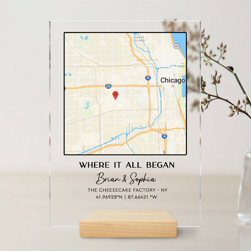 Personalized Acrylic Plaque Where It All Began with Custom Special Day Map Design Meaningful Gift for Couple's Anniversary