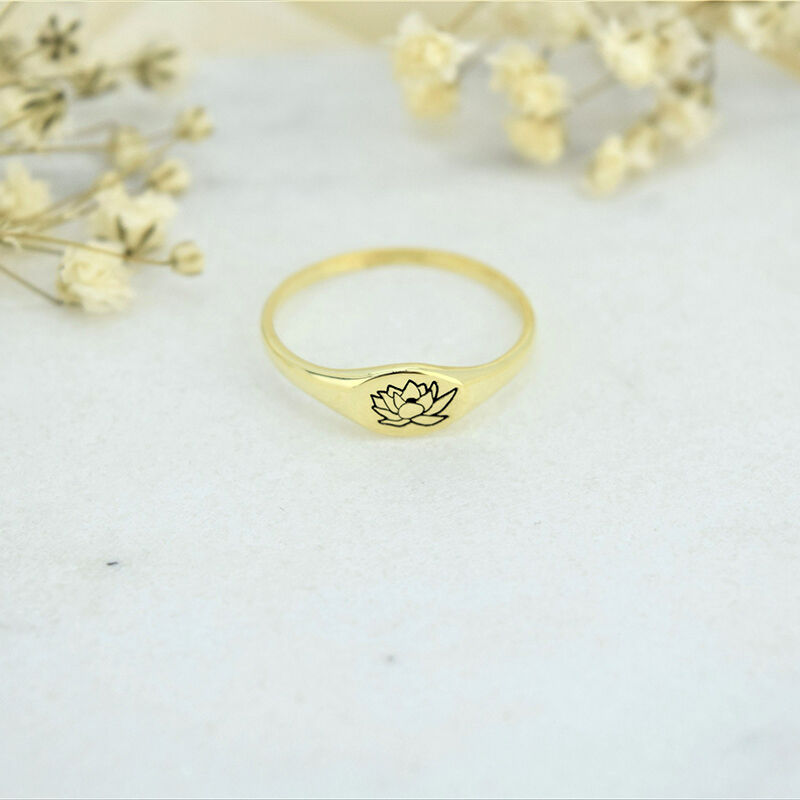 Personalized Birthflower Ring Simple And Interesting Gift for Girlfriend