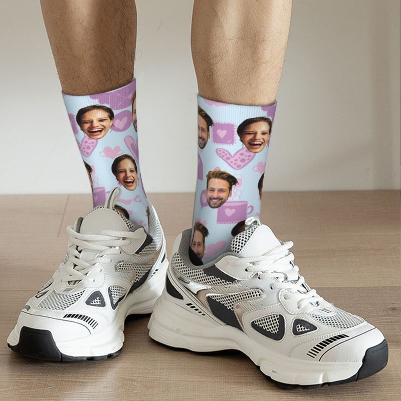 "Purple Love" Customized Couple Face Socks Valentine's Day Gift