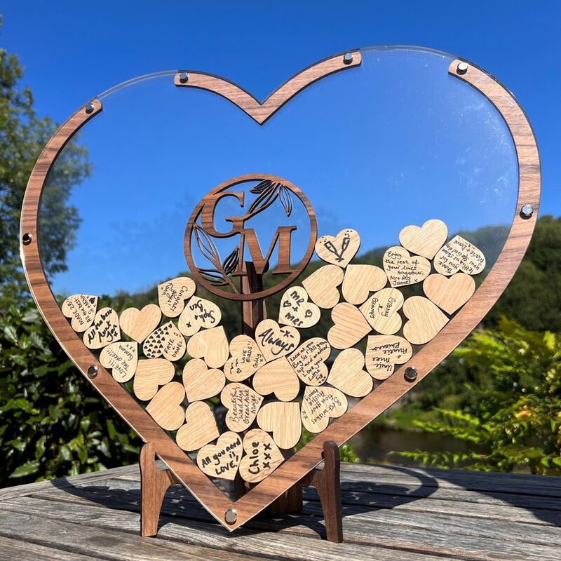 Libro de visitas de madera de amor personalizado, regalo romántico para recién casados