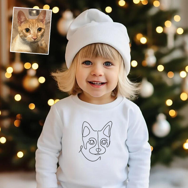 Personalized Kids Embroidered Sweatshirts Customized Line Drawing Warm Gifts For Pet Lovers