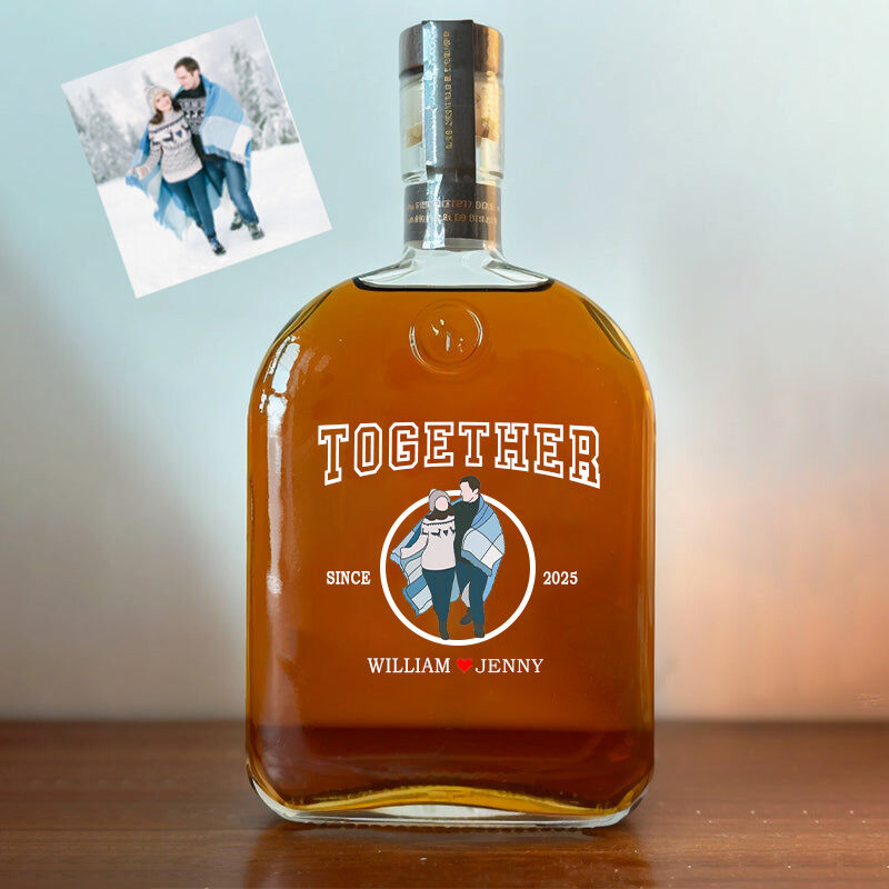 Personalized Picture Whiskey Bottle with Custom Name And Date Unique Present for Couples