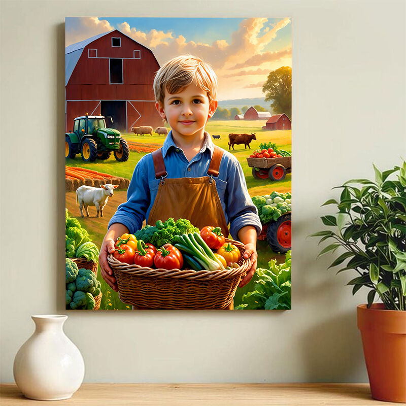 Personalized Farmer Portraits with Custom Face Swap Unique Gift for Kids