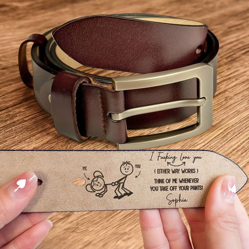 Cinturón de cuero genuino personalizado para expresar amor. Regalo de aniversario para tu esposo.