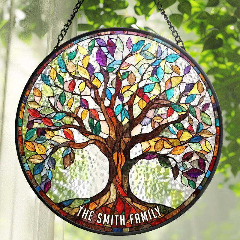 Aangepaste glas in lood raam opknoping Suncatcher Housewarming Gift voor papa