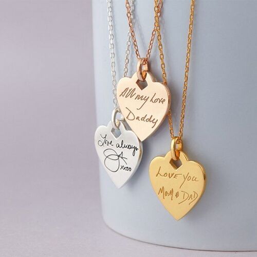 Custom Handwriting Name Necklace Creative Gift Heart-Shaped