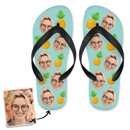 Personalized Face Pineapple Flip-Flops for Summer Beach