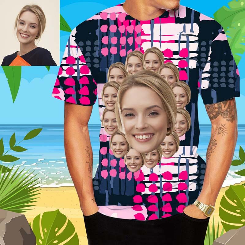 T-Shirt Hawaïen Visage Personnalisé avec Impression Colorée
