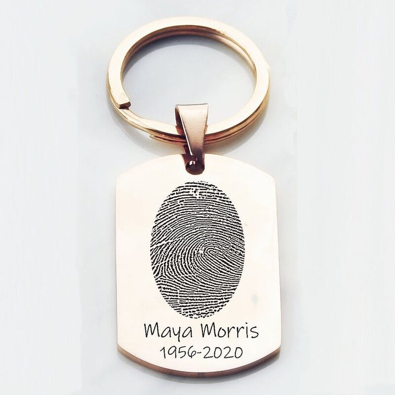 Personalized Fingerprint Key Chain With Your Own Words Engraved