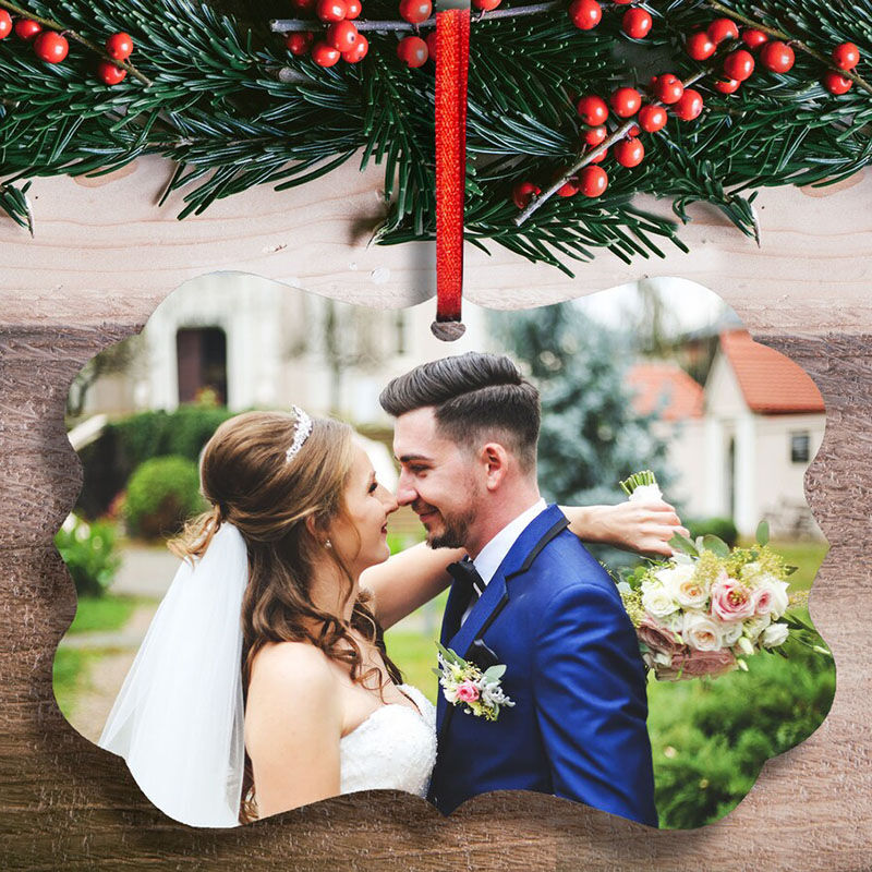 Decorazioni e Addobbi Albero di Natale Personalizzati con Foto Irregolare per Coppia