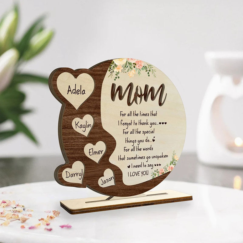 Custom Heart-shaped Name Wooden Frame for Mother