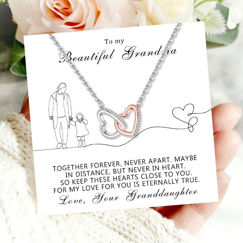 Gift for Grandma "Keep These Hearts Close To You For My Love For You Is Eternally True" Necklace