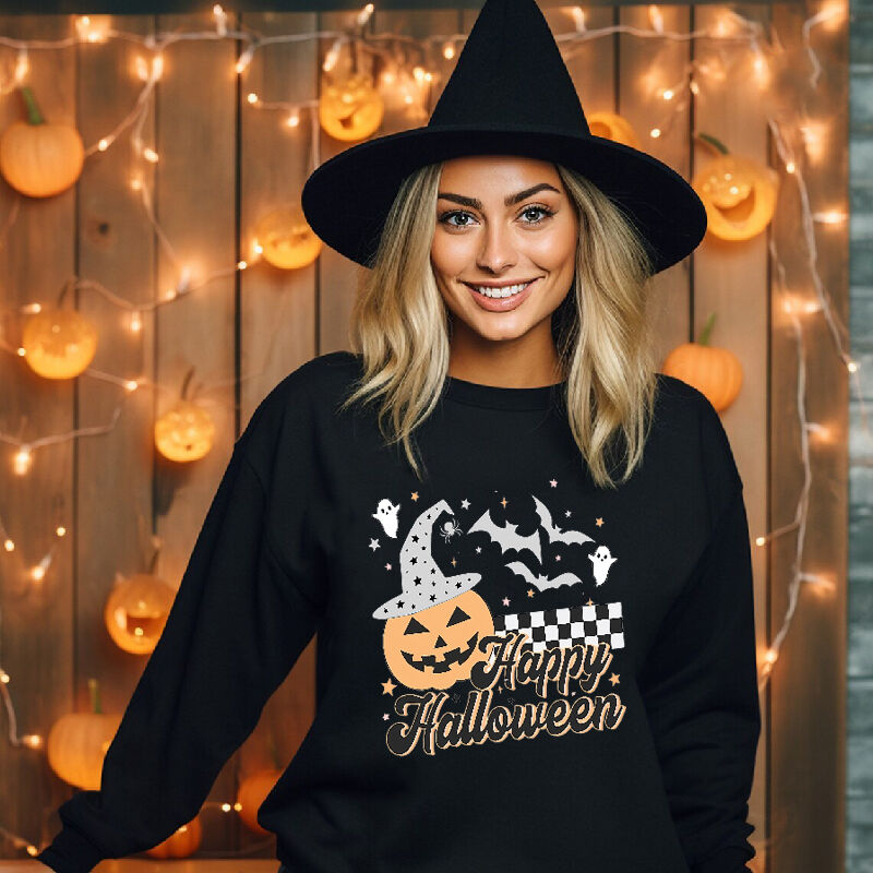 Stylish Sweatshirt with Bat And Spider Pattern Creative Present for Her