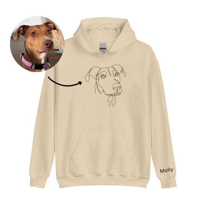 Personalized Hoodie Custom Embroidered Line Outline Picture and Name Great Gift for Pet Lover