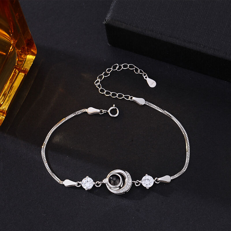 Bracelet personnalisé avec pendentif rond en forme d'image projetée Cadeau d'anniversaire chaleureux
