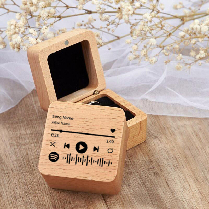 Gepersonaliseerde Spotify Code Ring Box Prachtig en speciaal geschenk voor koppels
