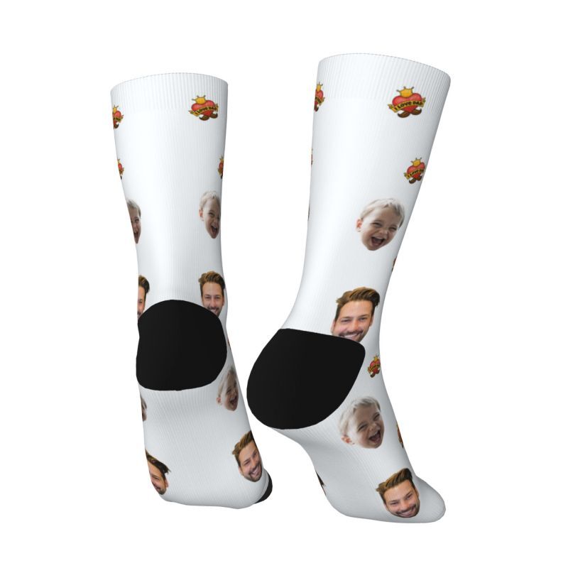 "Crown of Father's Love" Personalized Face Socks as a Gift for Dad