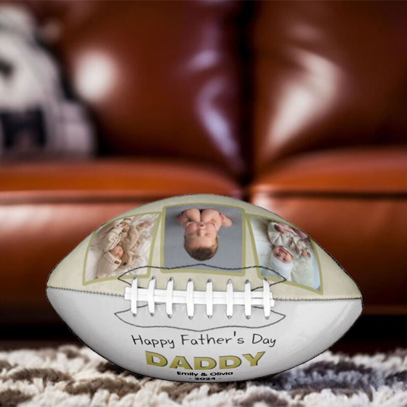 Ballon de rugby personnalisable avec nom et photos pour la fête des pères