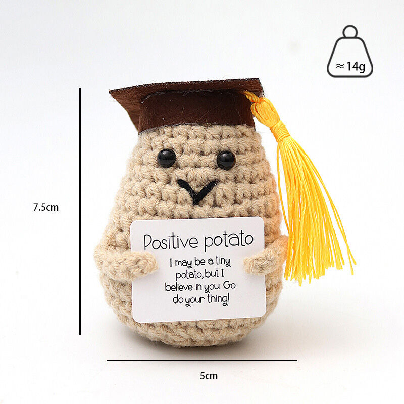 Handmade Crochet Potato Positive Doll with Doctor Hat Best Gift for Graduation