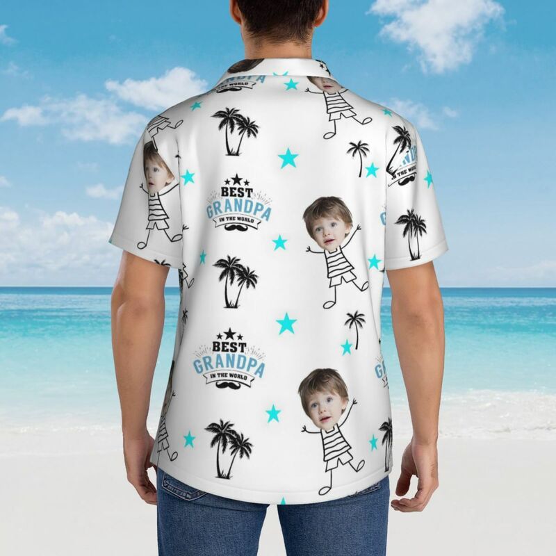 "Best Grandpa in the World" Personalized Hawaiian Shirt Gift for Grandpa