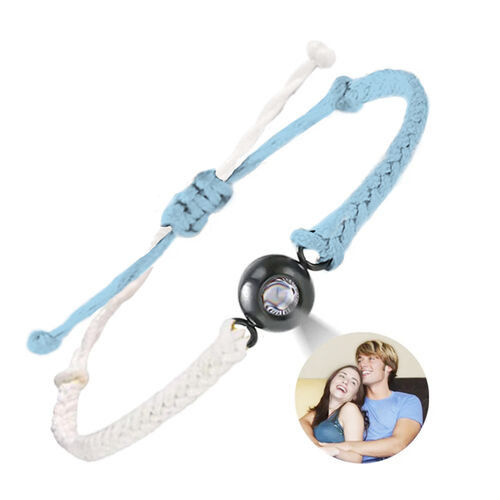 Personalized Blue and White Color Block  Picture Projection Bracelet for Women and Men Gift