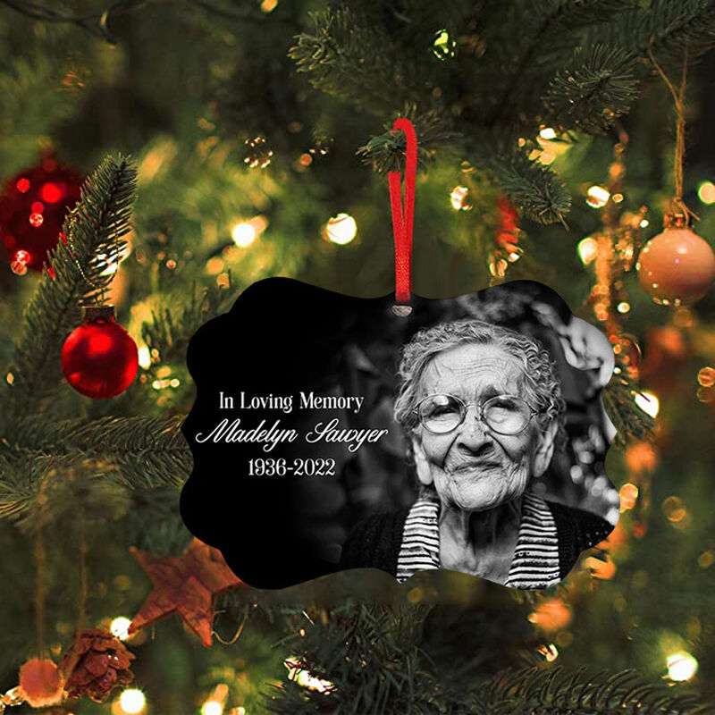 "In Loving Memory "Custom Photo and Name Christmas Ornament