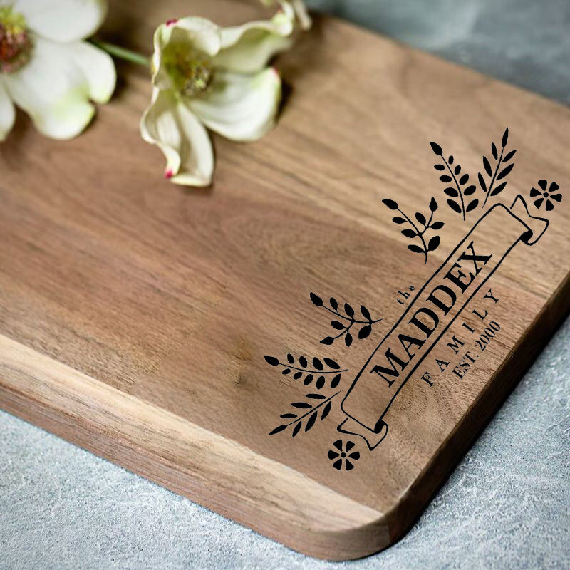 Personalized Name And Date Charcuterie Board with Special Leaves Pattern Best Present for Best Person