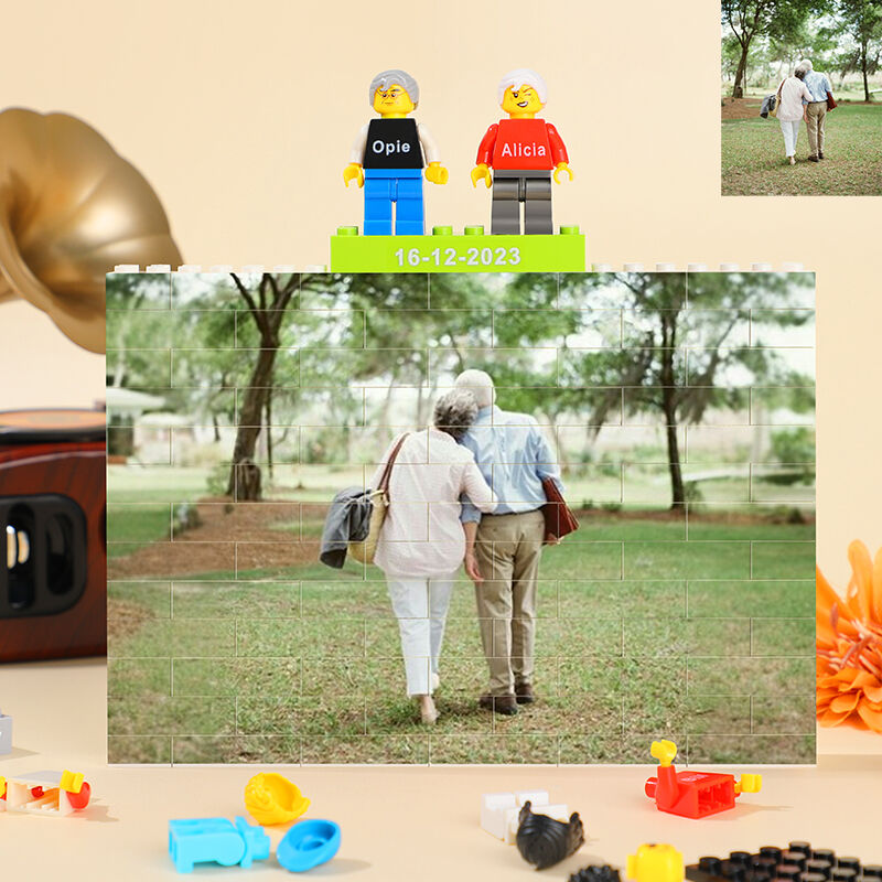 Blocs de construction Cadeaux romantiques pour les grands-parents Cadeaux romantiques pour la famille Figurines en brique Personnalisé pour Couple lego minifugure