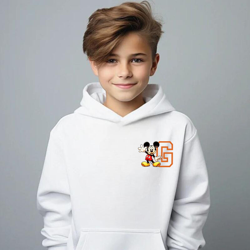 Sudadera con capucha personalizada para niños con iniciales personalizadas y personajes de anime, regalo sencillo para niños