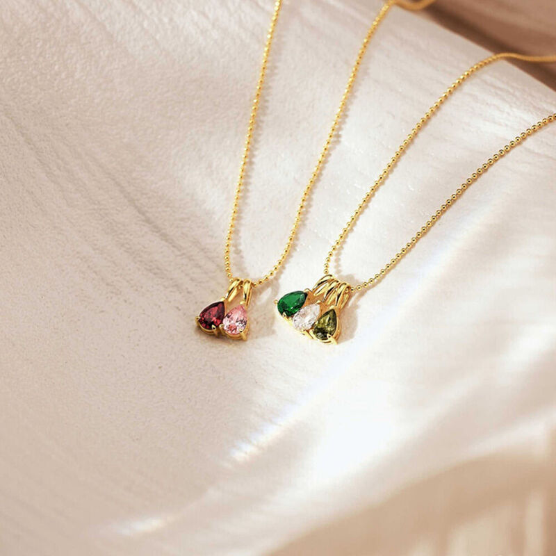 Collier personnalisé avec pierre de naissance en forme de goutte pour amis, couple, famille, cadeau d'anniversaire pour elle