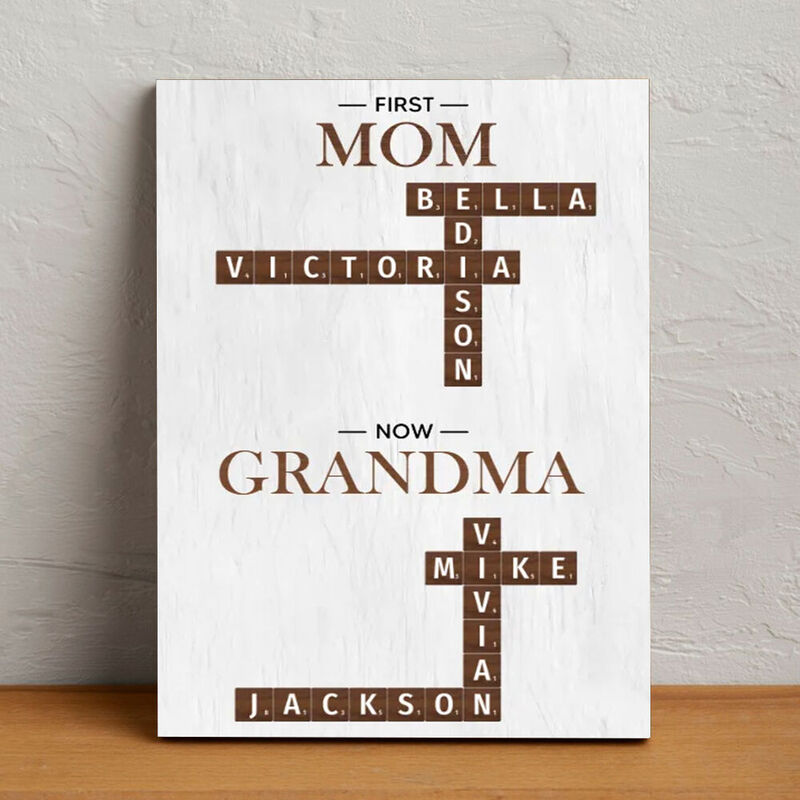 Personalized Name Crossword Canvas Wall Art Best Gift for Mother's Day